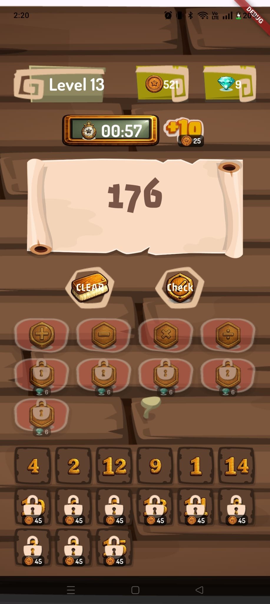 Math Target game screen