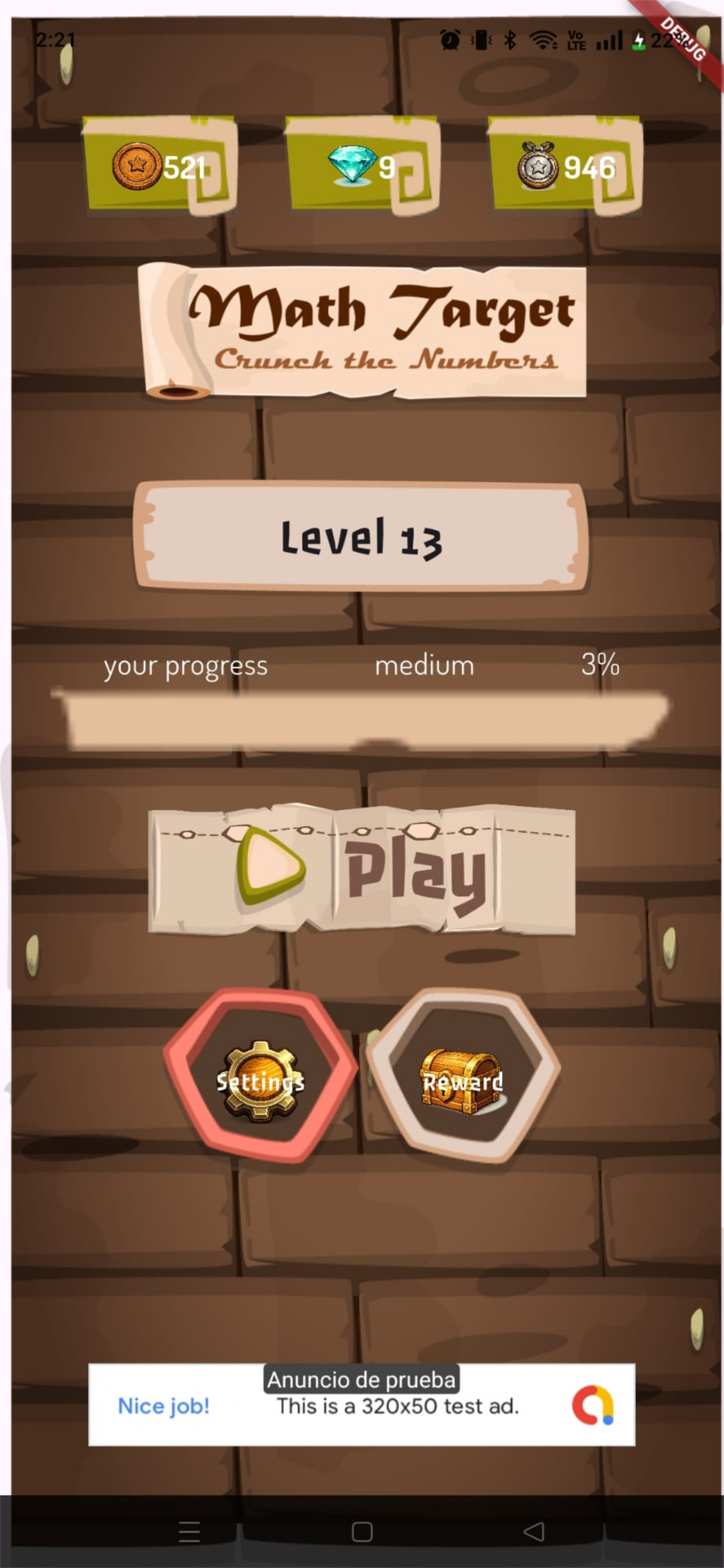 Math Target home screen